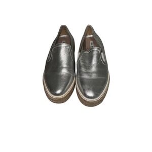 Miu‎ Miu Metallic Silver Slip On Espadrille Platform Sneakers Women's